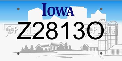 Z2813O Iowa License Plate