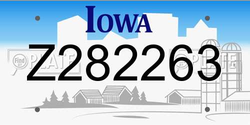 Z282263 Iowa License Plate