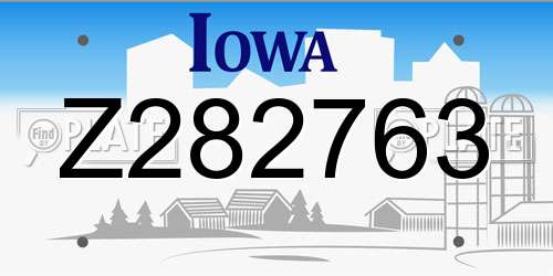 Z282763 Iowa License Plate