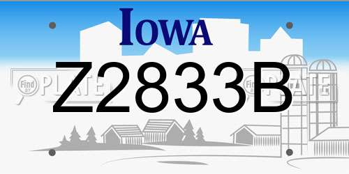 Z2833B Iowa License Plate