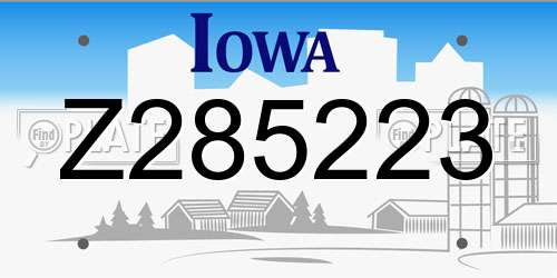 Z285223 Iowa License Plate