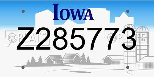 Z285773 Iowa License Plate
