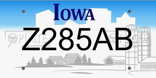 Z285AB Iowa License Plate