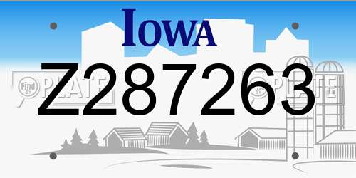 Z287263 Iowa License Plate