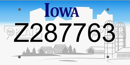 Z287763 Iowa License Plate