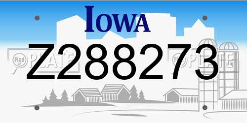 Z288273 Iowa License Plate