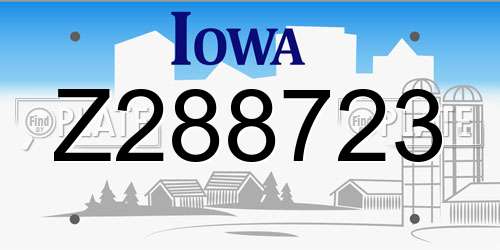Z288723 Iowa License Plate