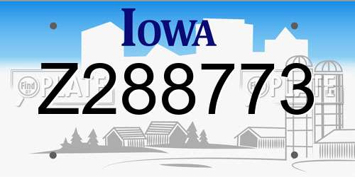 Z288773 Iowa License Plate