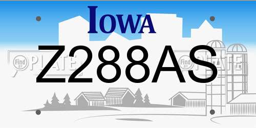Z288AS Iowa License Plate
