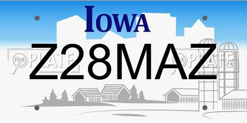 Z28MAZ Iowa License Plate