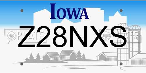 Z28NXS Iowa License Plate