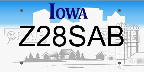 Z28SAB Iowa License Plate