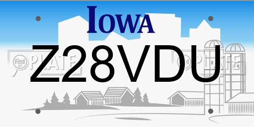 Z28VDU Iowa License Plate