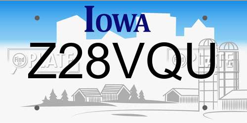 Z28VQU Iowa License Plate