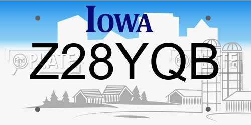 Z28YQB Iowa License Plate