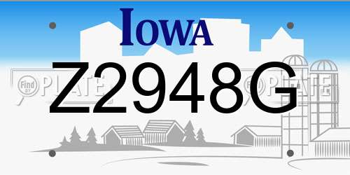 Z2948G Iowa License Plate