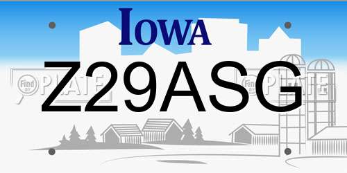 Z29ASG Iowa License Plate