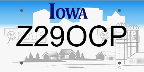 Z29OCP Iowa License Plate