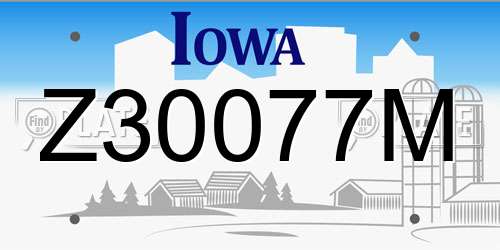 Z30077M Iowa License Plate
