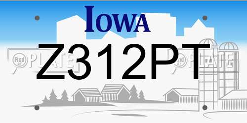Z312PT Iowa License Plate