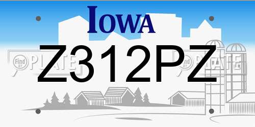 Z312PZ Iowa License Plate
