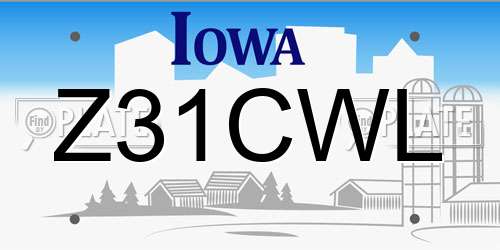 Z31CWL Iowa License Plate