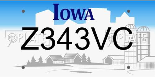 Z343VC Iowa License Plate