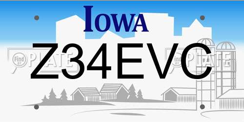 Z34EVC Iowa License Plate