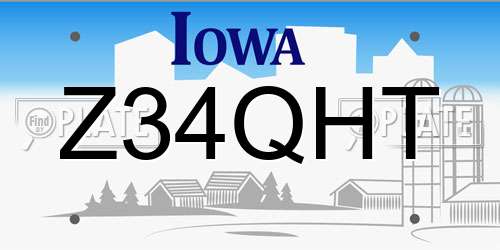 Z34QHT Iowa License Plate