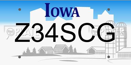Z34SCG Iowa License Plate