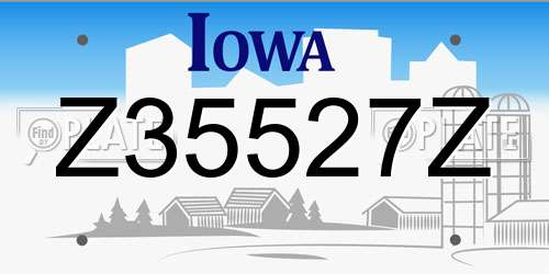 Z35527Z Iowa License Plate