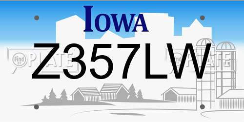Z357LW Iowa License Plate