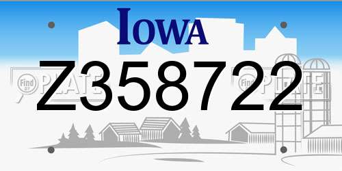 Z358722 Iowa License Plate