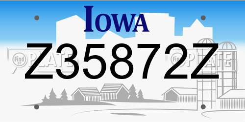 Z35872Z Iowa License Plate