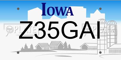 Z35GAI Iowa License Plate