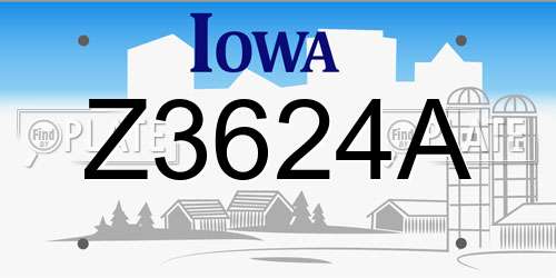Z3624A Iowa License Plate