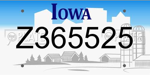 Z365525 Iowa License Plate