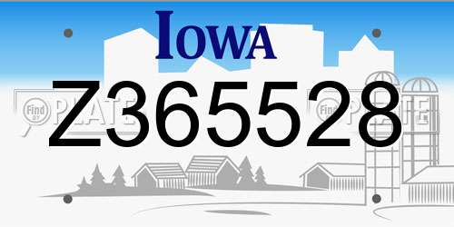 Z365528 Iowa License Plate