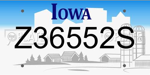 Z36552S Iowa License Plate