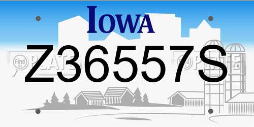 Z36557S Iowa License Plate