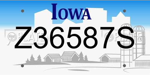 Z36587S Iowa License Plate