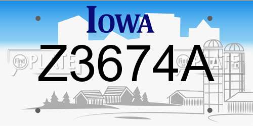 Z3674A Iowa License Plate