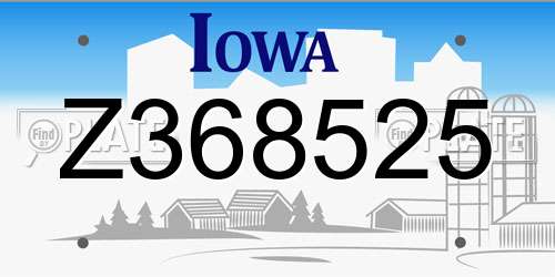 Z368525 Iowa License Plate