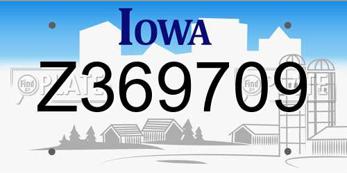Z369709 Iowa License Plate