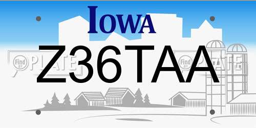 Z36TAA Iowa License Plate