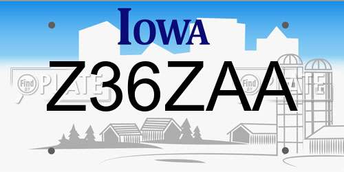 Z36ZAA Iowa License Plate