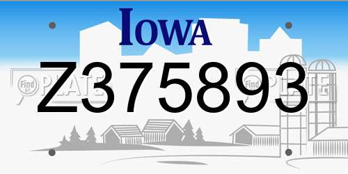 Z375893 Iowa License Plate