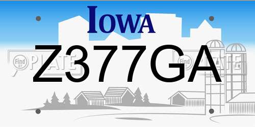 Z377GA Iowa License Plate