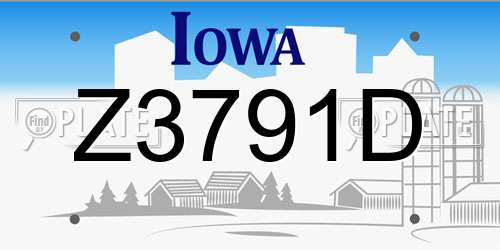 Z3791D Iowa License Plate