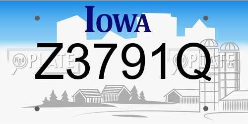 Z3791Q Iowa License Plate